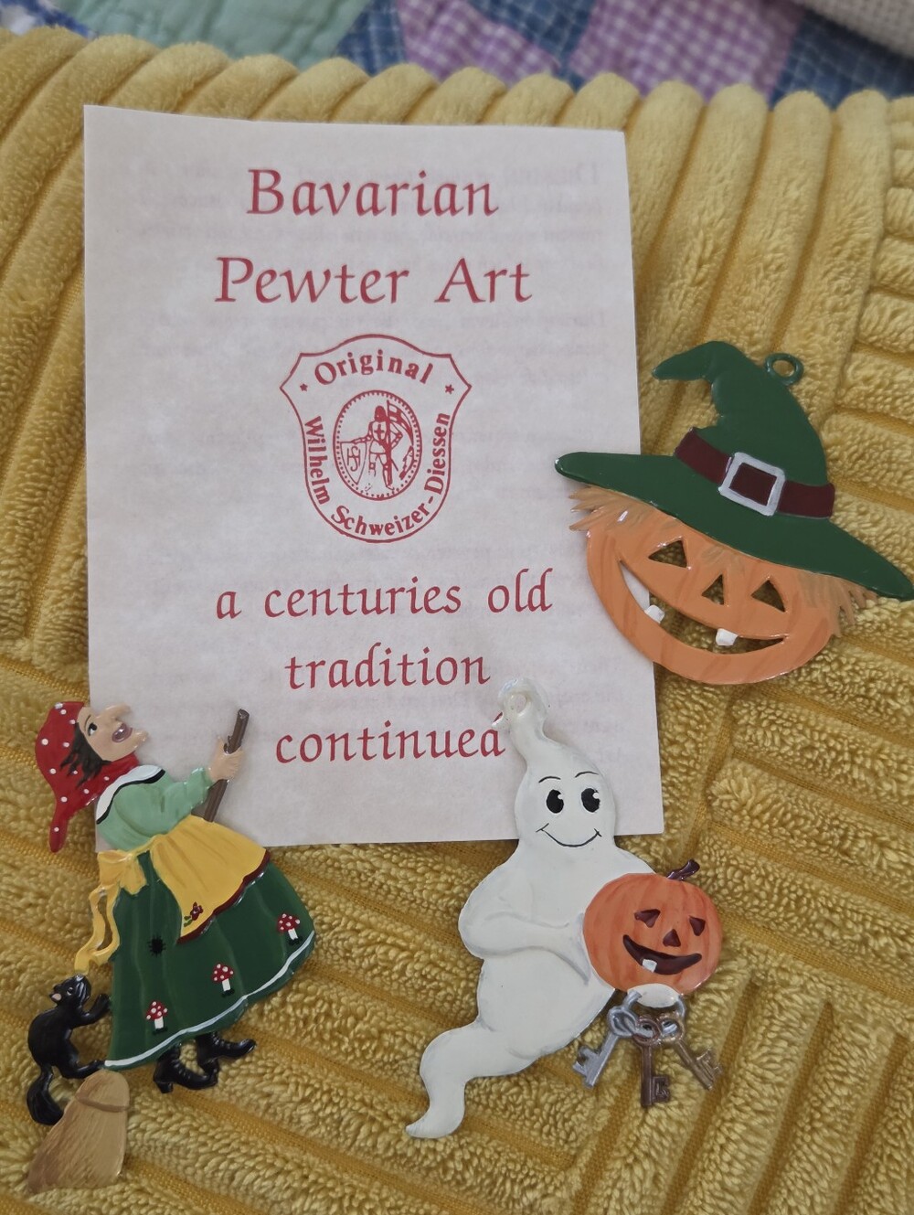 Vintage Wilhelm Schweizer Pewter Halloween Ornaments Set Of Three
